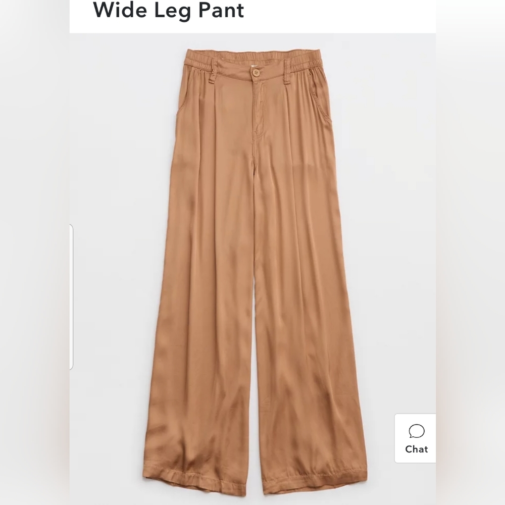 AERIE SATIN SHINY WIDE LEG PANTS  dusty pale orange/ Medium Brand New!